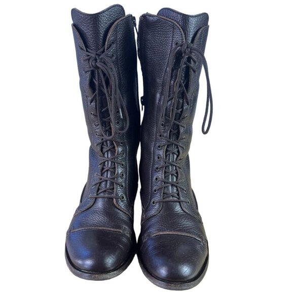 Charles David Regiment Zip & Lace Up Brown Military Combat Leather Boots Italy - Picture 11 of 15